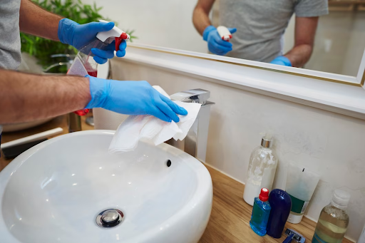 cleaning bathroom sink faucets